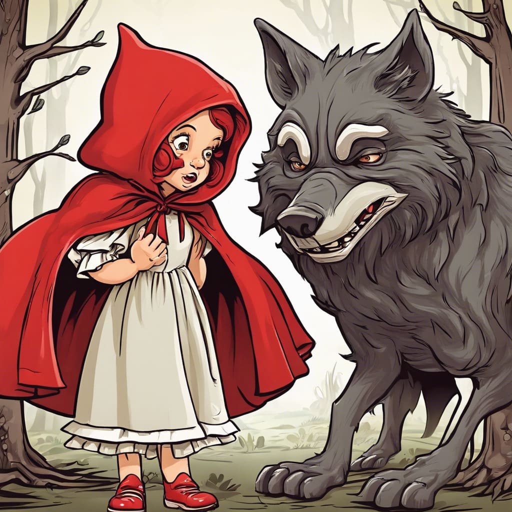 dibujo de caperucita roja y el lobo